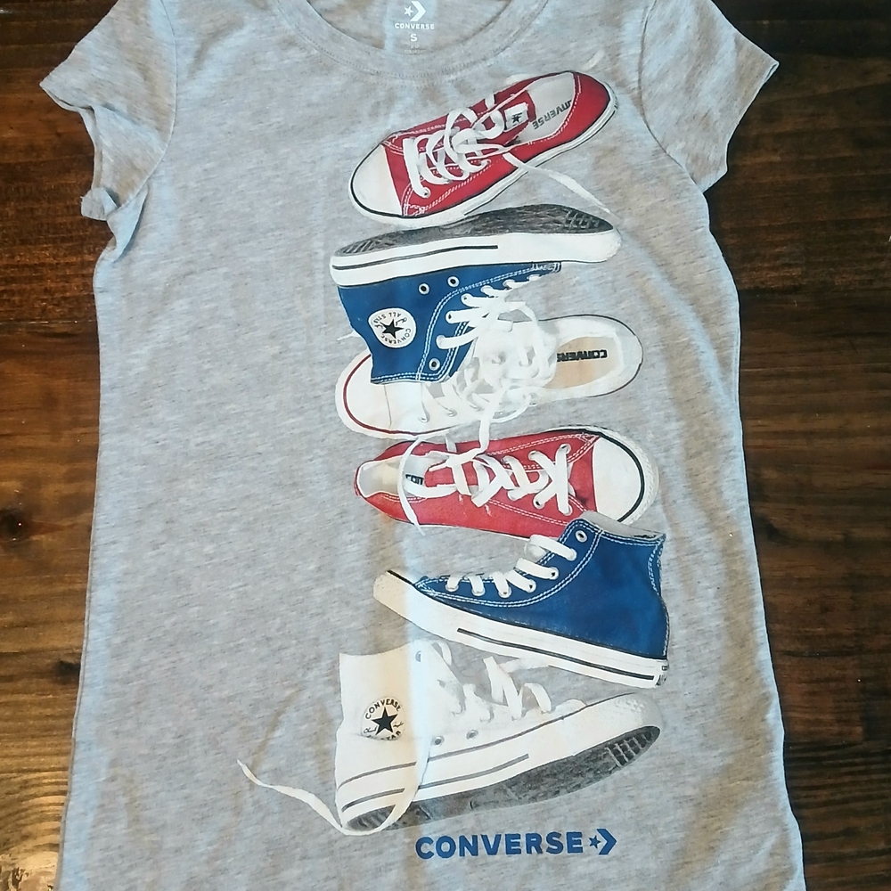 Converse Kids Gray T-Shirt with Colorful Sneaker Print